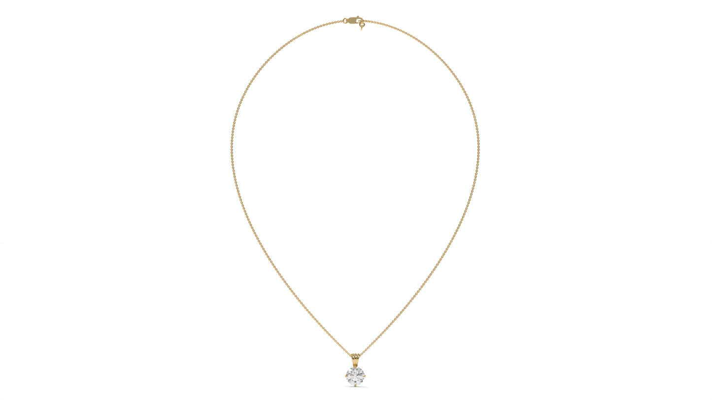 1.00 CTW Round Diamond Four-Prong Solitaire Pendant in 14K Yellow Gold – Secure Claw-Prong Setting