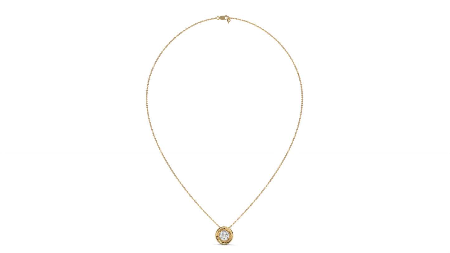 1.00 CTW Round Diamond Bezel-Set Solitaire Pendant in 14K Yellow Gold