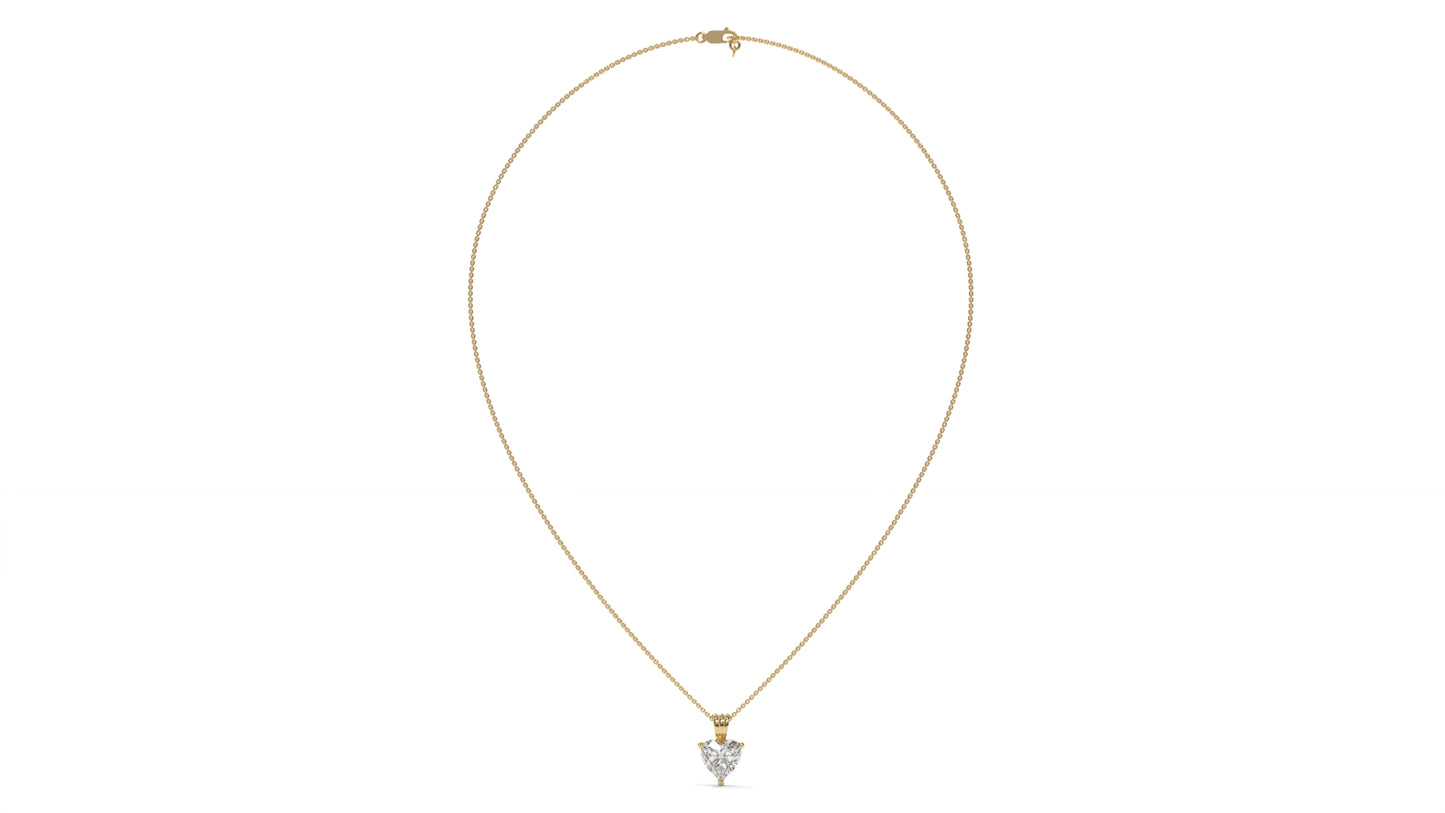 2.00 CTW Heart-Shaped Diamond Solitaire Pendant in 14K Yellow Gold – Secure Claw-Prong Setting