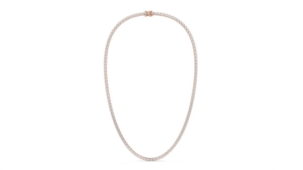 15 CTW Diamond Tennis Necklace in 14K Rose Gold – Classic Round Cut Single Row In 17 Inch