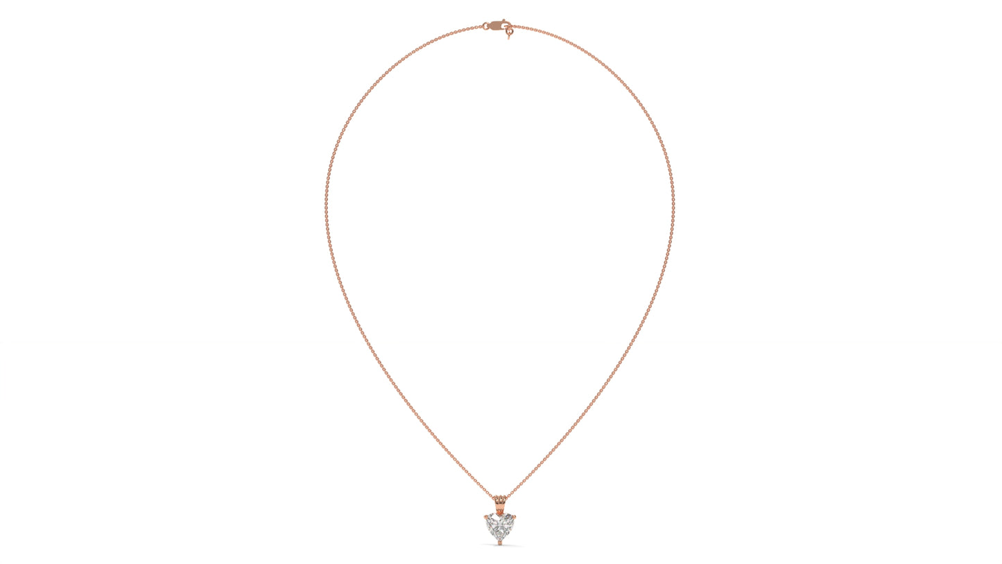2.00 CTW Heart-Shaped Diamond Solitaire Pendant in 14K Rose Gold – Secure Claw-Prong Setting