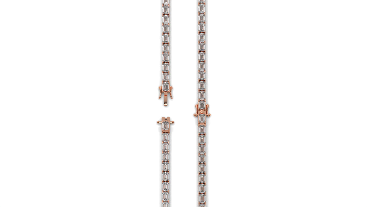 7.80 CTW Emerald Cut Diamond Classic Tennis Bracelet in 14K Rose Gold