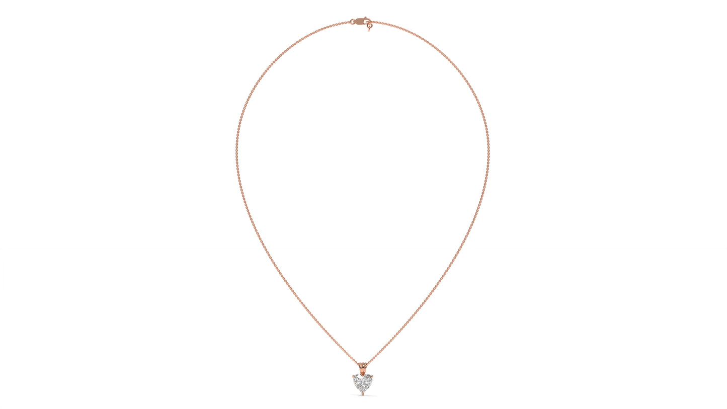 1.50 CTW Heart-Shaped Diamond Solitaire Pendant in 14K Rose Gold – Secure Claw-Prong Setting