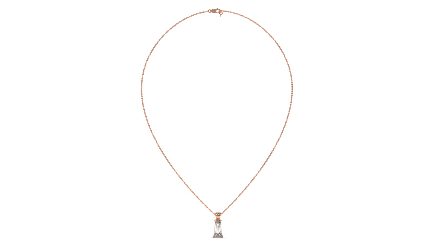 3.00 CTW Tapered Baguette Diamond Solitaire Pendant in 14K Rose Gold – Secure Claw-Prong Setting
