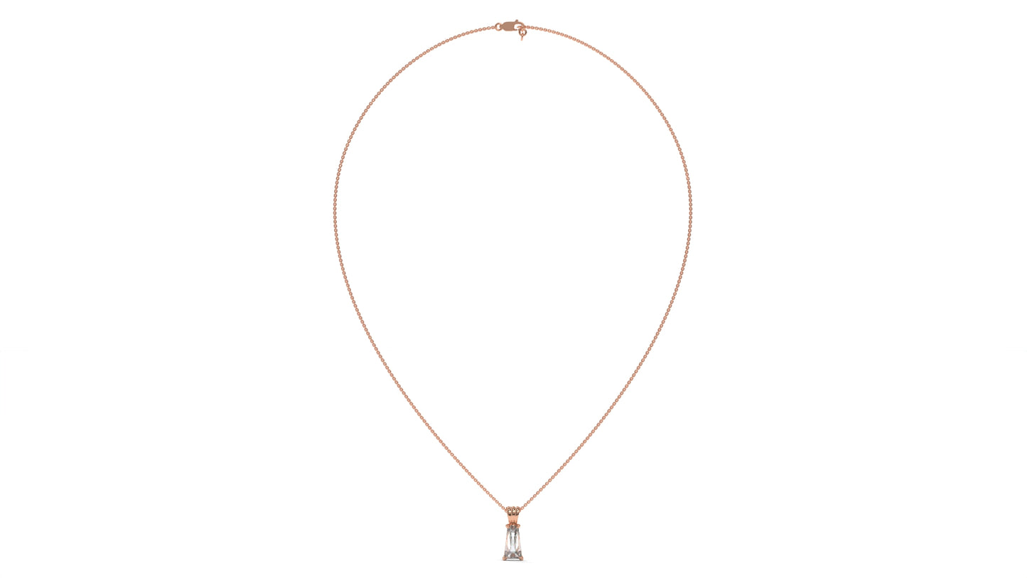 2.00 CTW Tapered Baguette Diamond Solitaire Pendant in 14K Rose Gold – Secure Claw-Prong Setting
