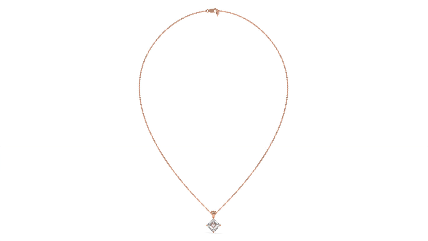 2.00 CTW Asscher-Cut Diamond Solitaire Pendant in 14K Rose Gold – Secure Claw-Prong Setting