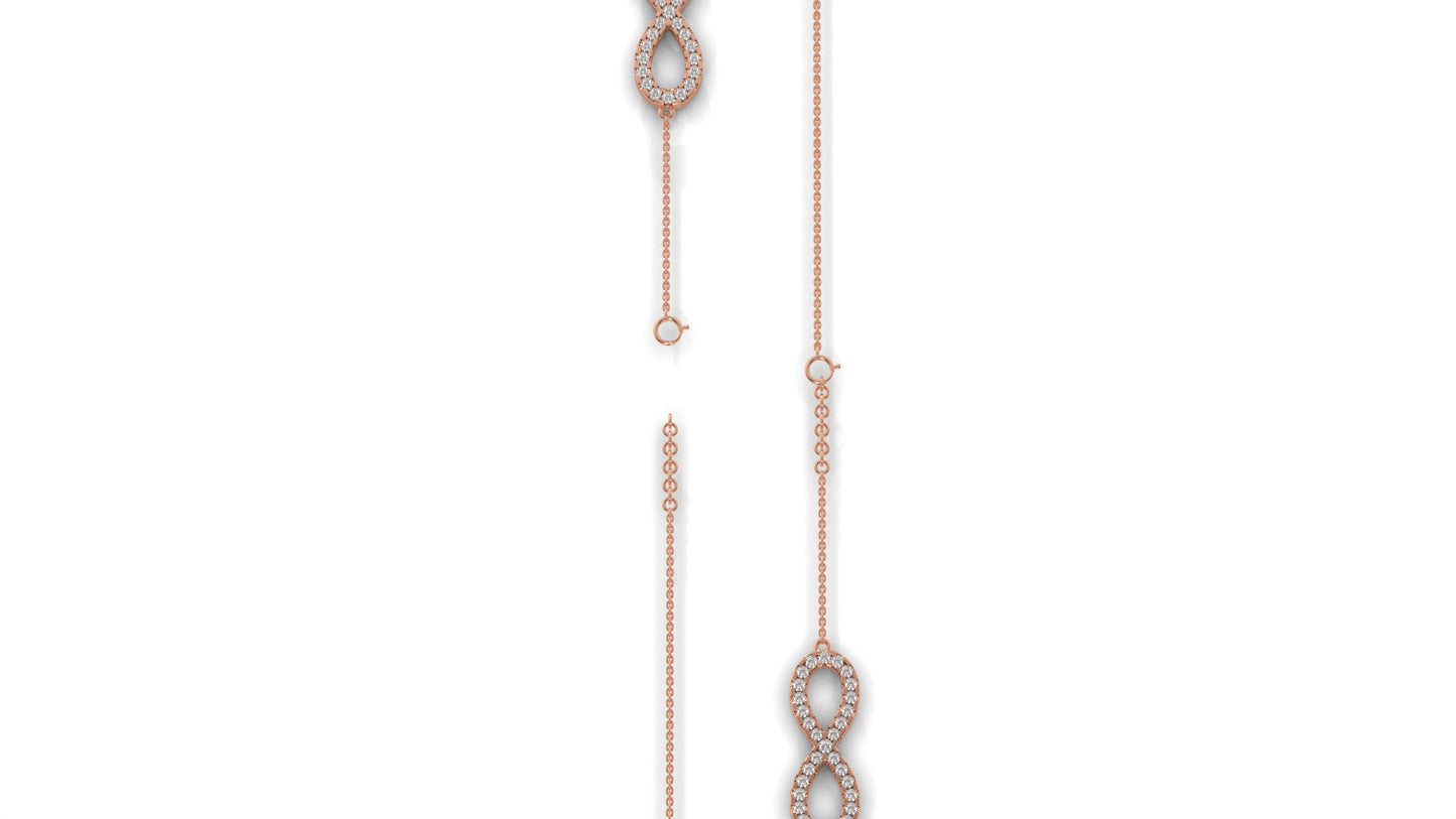 0.38 CTW Round Diamond Infinity Bracelet in 14K Rose Gold