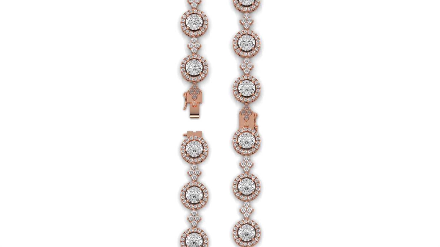 4.18 CTW Diamond Halo Link Bracelet in 14K Rose Gold