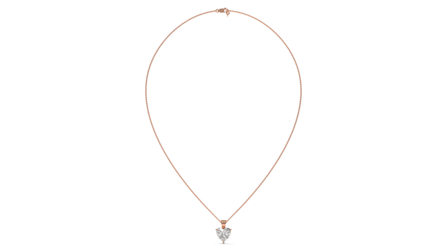 3.00 CTW Heart-Shaped Diamond Solitaire Pendant in 14K Yellow Gold – Secure Claw-Prong Setting