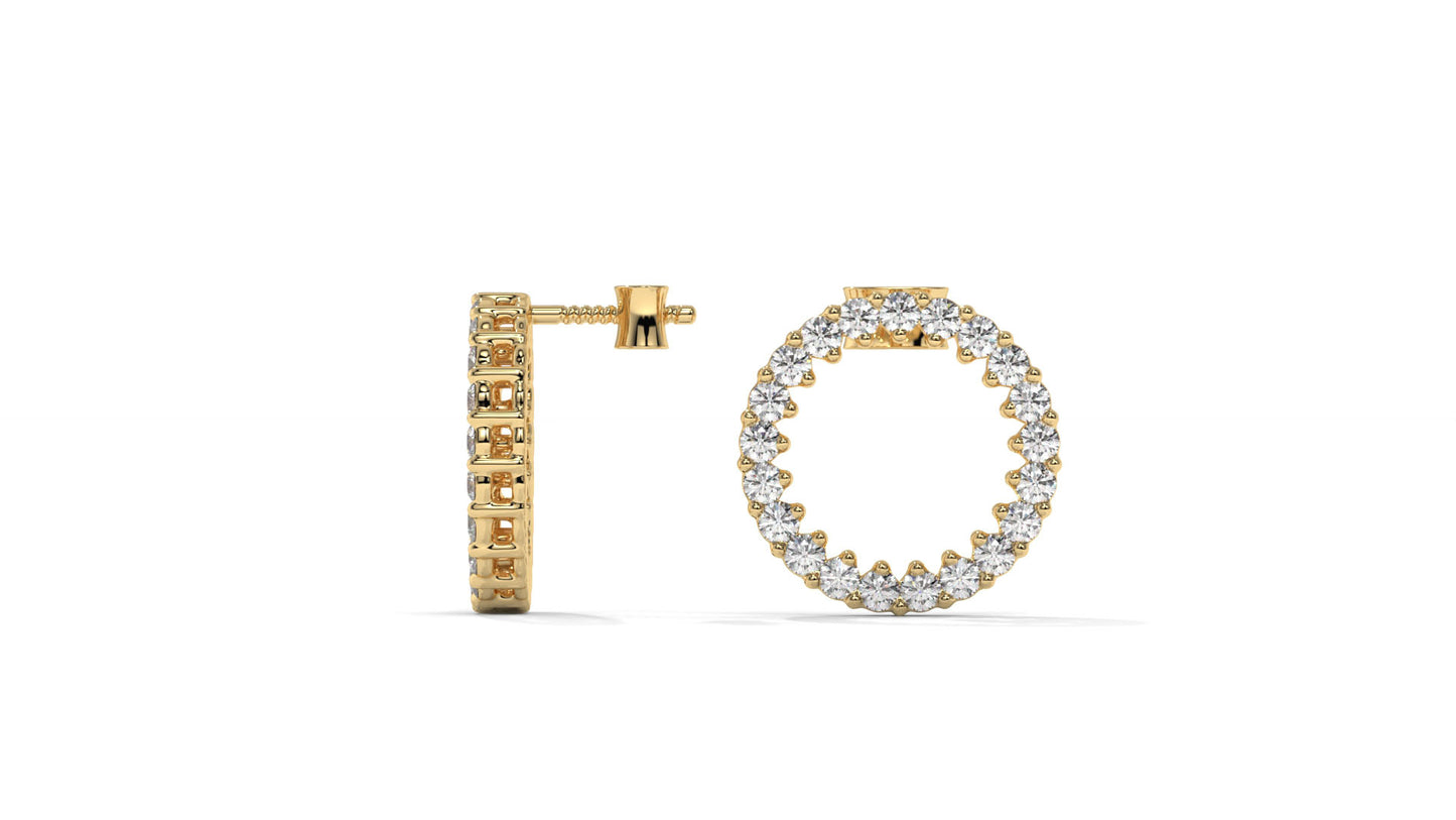 0.42 CTW Round Diamond Circle Hoop Earrings in 14K Yellow Gold