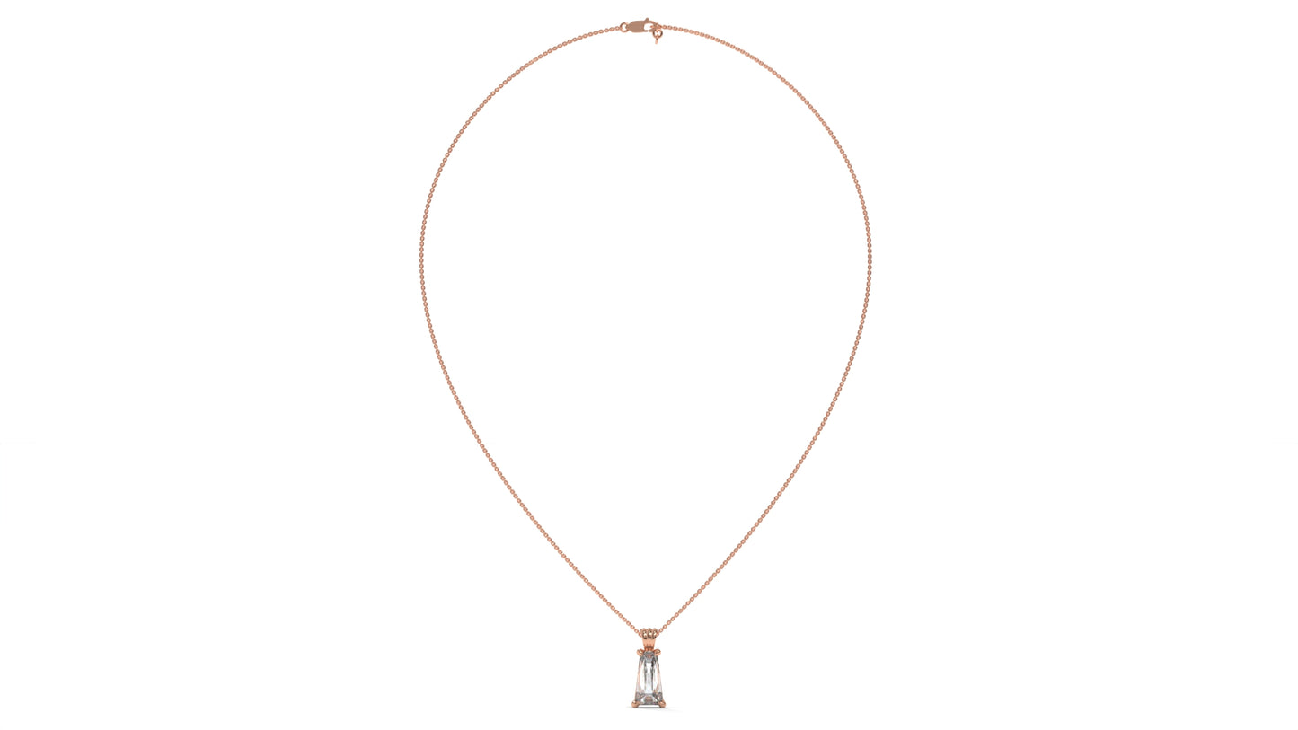4.00 CTW Tapered Baguette Diamond Solitaire Pendant in 14K Rose Gold – Secure Claw-Prong Setting