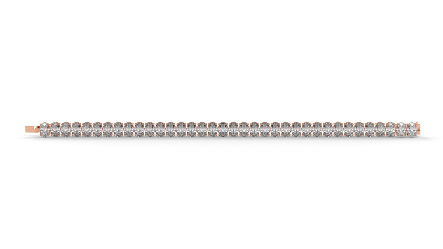 23.40 CTW Oval Diamond Bracelet in 14K Rose Gold – Luxury Tennis Bracelet