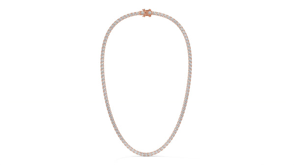 17.50 CTW Diamond Tennis Necklace in 14K Rose Gold – Classic Round Cut Single Row In 17 Inch