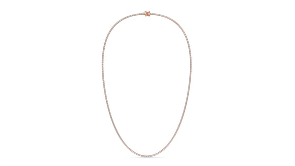 5 CTW Diamond Tennis Necklace in 14K Rose Gold – Classic Round Cut Single Row In 17 Inch