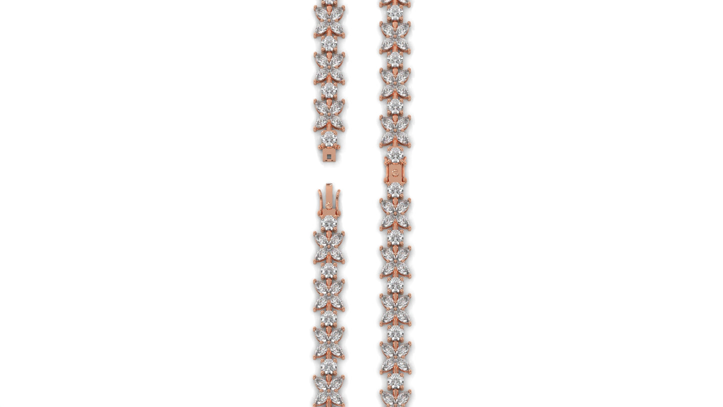 9.74 CTW Diamond Floral Bracelet in 14K Rose Gold - Elegant Nature-Inspired Design