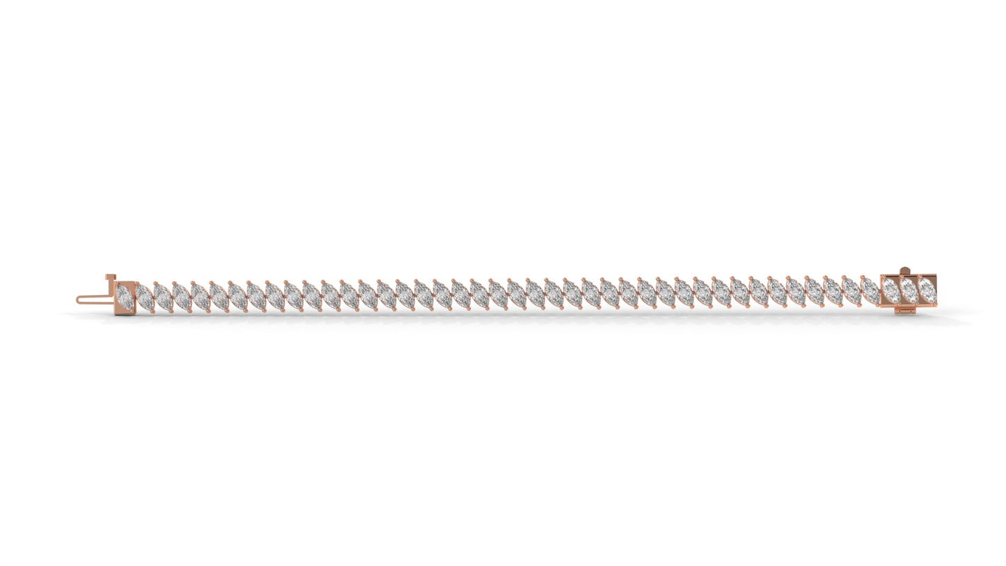 11.50 CTW Marquise Diamond Bracelet in 14K Rose Gold