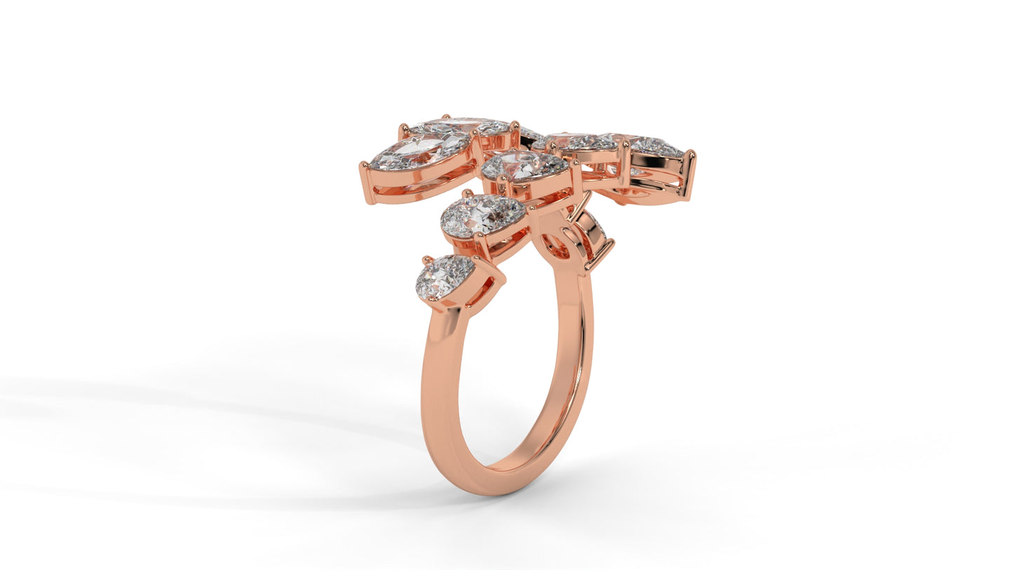2.46 CTW Pear and Marquise Diamond Ring in 14K Rose Gold