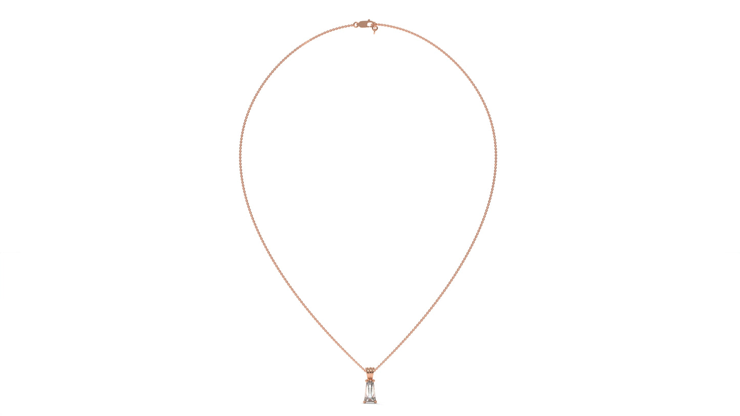 1.50 CTW Tapered Baguette Diamond Solitaire Pendant in 14K Rose Gold – Secure Claw-Prong Setting