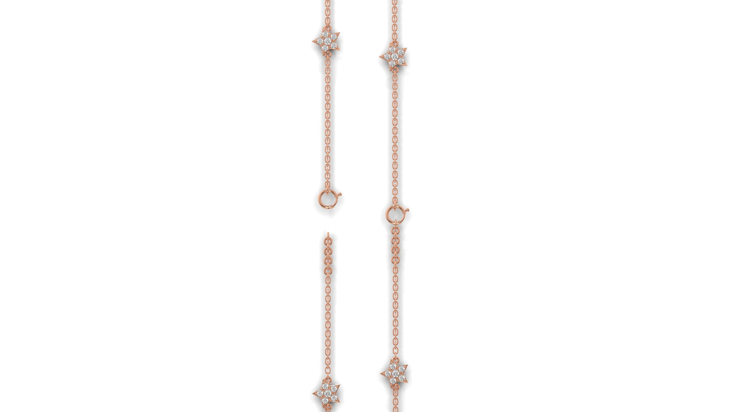 0.75 Ctw Diamond Star Bracelet in 14K Rose Gold