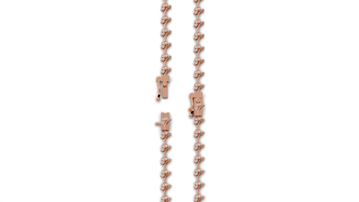 0.72 CTW Round Diamond Bracelet in 14K Rose Gold – Floral Cluster Design