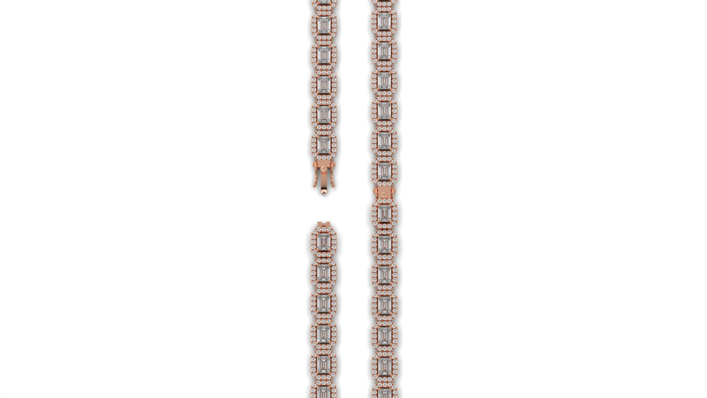 7.00 CTW Diamond Halo Bracelet in 14K Rose Gold - Luxury Statement Design