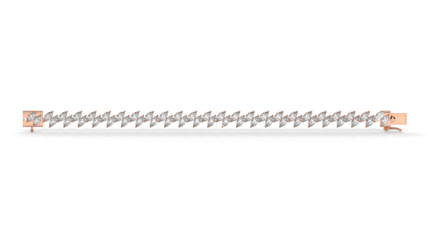 12.50 CTW Marquise Diamond Bracelet in 14K Rose Gold – Double Row Design