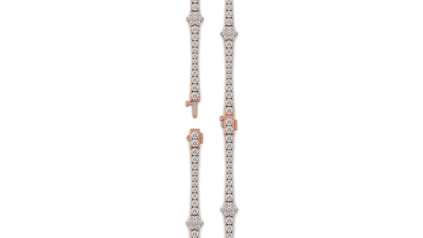 4.95 CTW Diamond Tennis Bracelet in 14K Rose Gold – Classic Round Cut Design