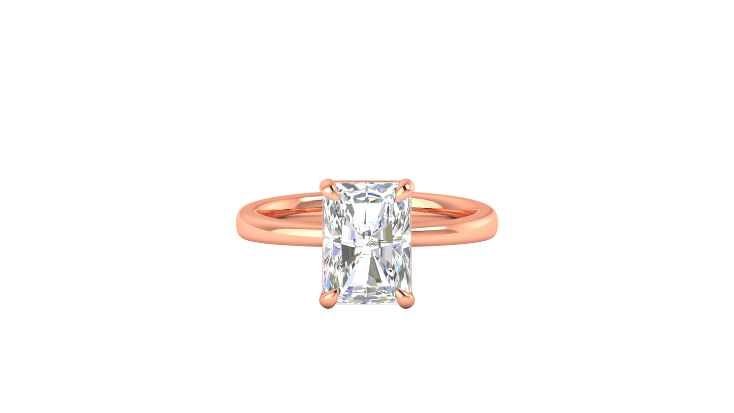 3.00 Ctw Radiant Cut Solitaire Engagement Ring Set In 14K Rose Gold