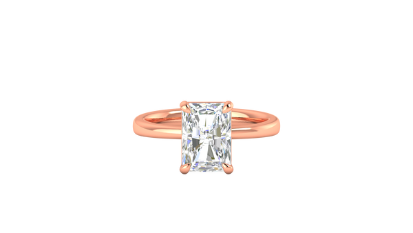 3.00 Ctw Radiant Cut Solitaire Engagement Ring Set In 14K Rose Gold