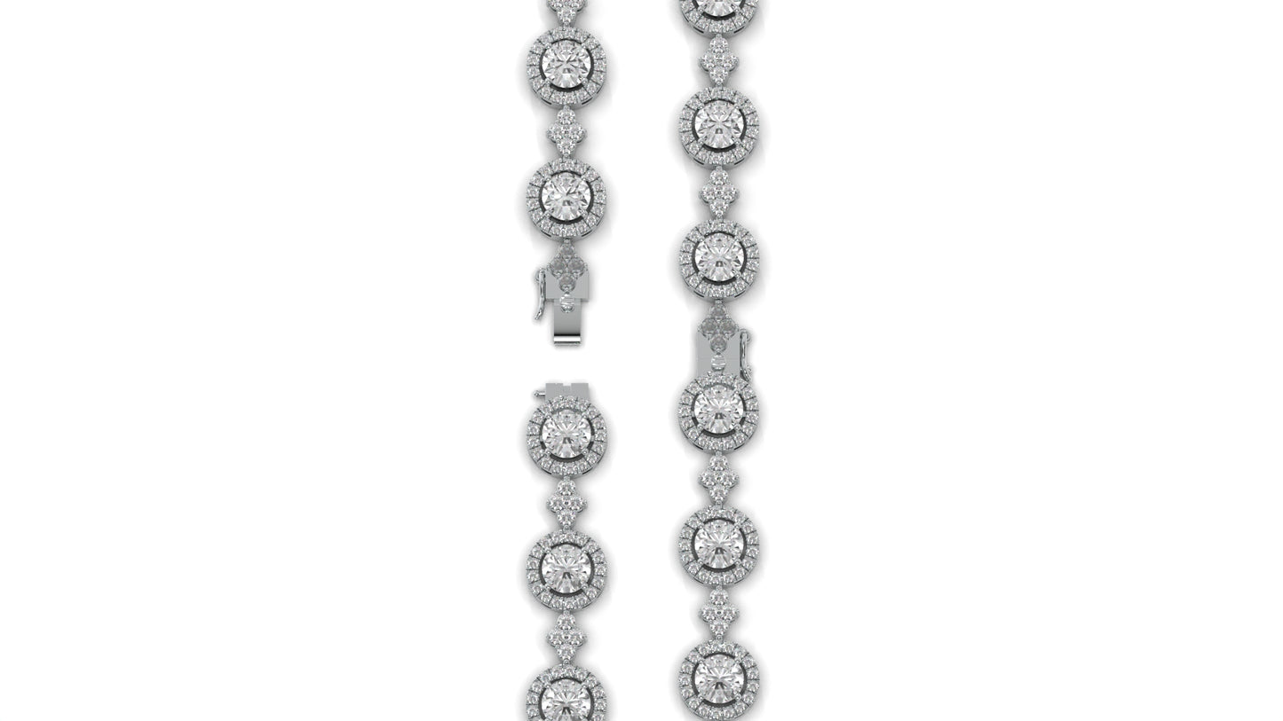 4.18 CTW Diamond Halo Link Bracelet in 14K White Gold