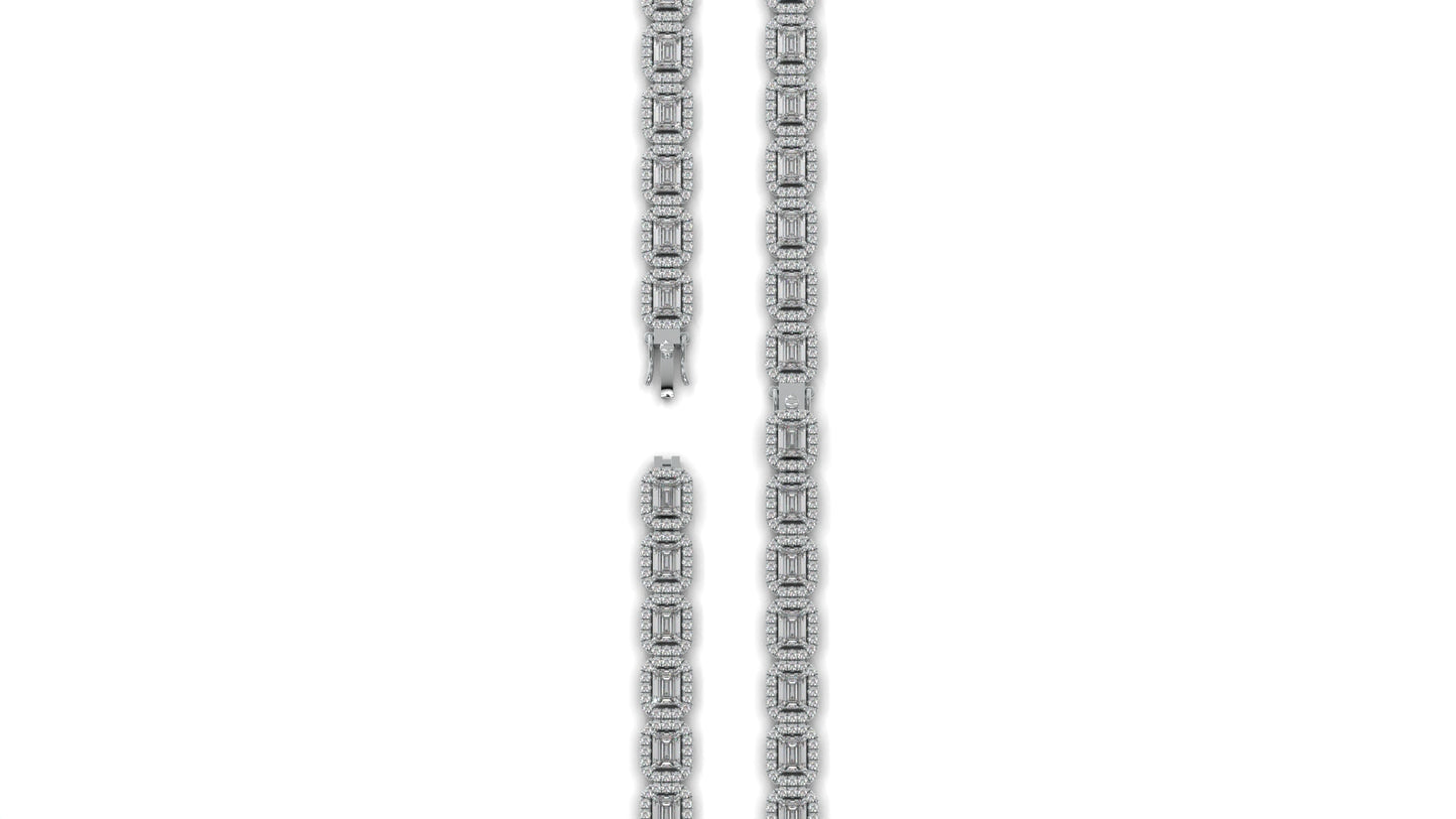 7.00 CTW Diamond Halo Bracelet in 14K White Gold - Luxury Statement Design
