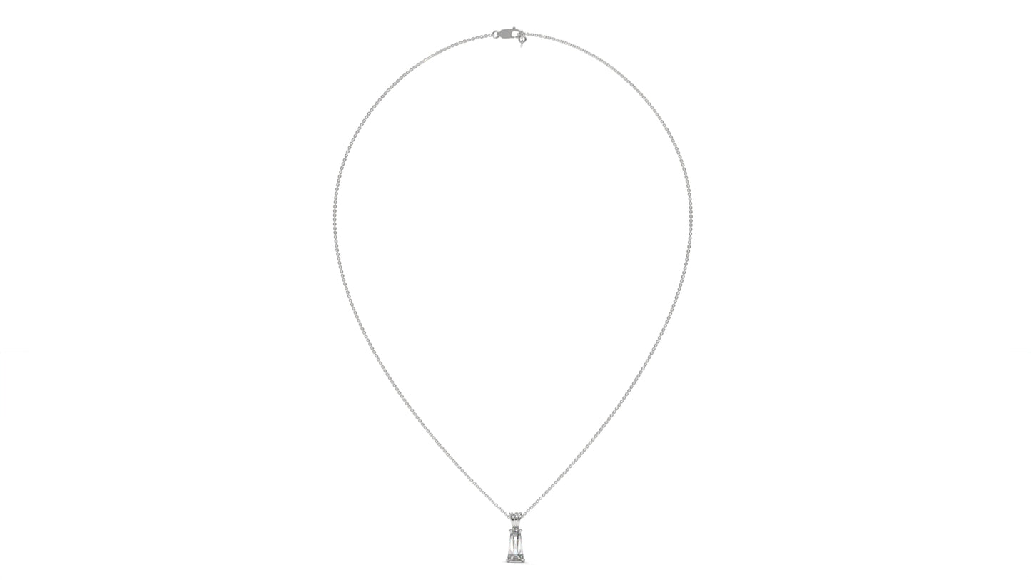 1.50 CTW Tapered Baguette Diamond Solitaire Pendant in 14K White Gold – Secure Claw-Prong Setting