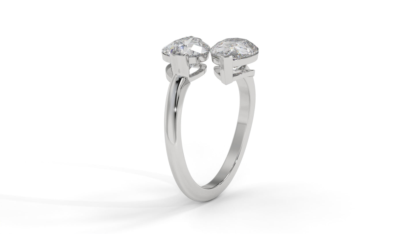 5.00 CTW Toi et Moi Diamond Ring in 14K White Gold with Pear-Shape Diamonds
