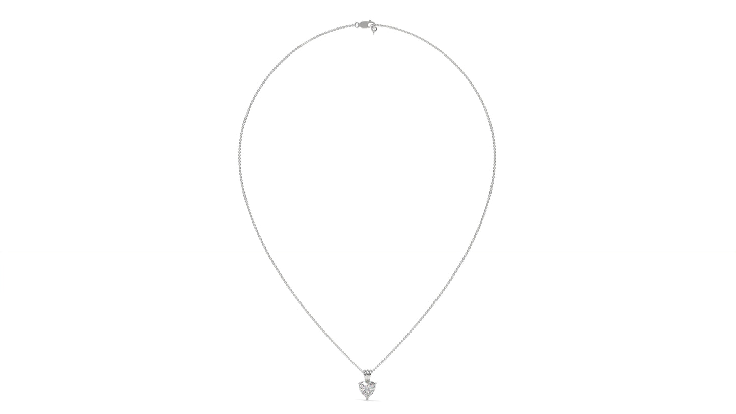1.00 CTW Heart-Shaped Diamond Solitaire Pendant in 14K White Gold – Secure Claw-Prong Setting