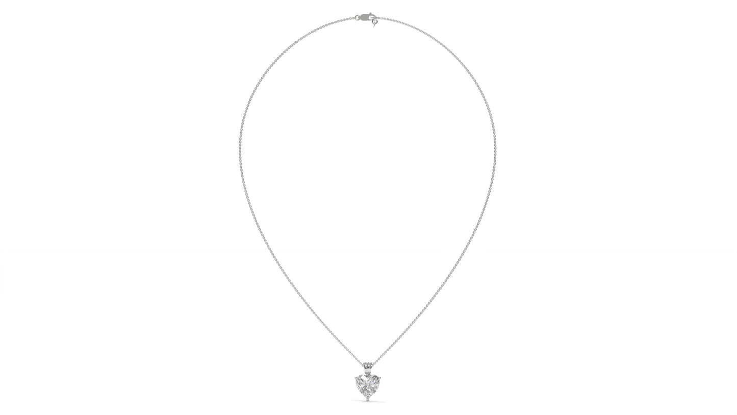 3.00 CTW Heart-Shaped Diamond Solitaire Pendant in 14K White Gold – Secure Claw-Prong Setting