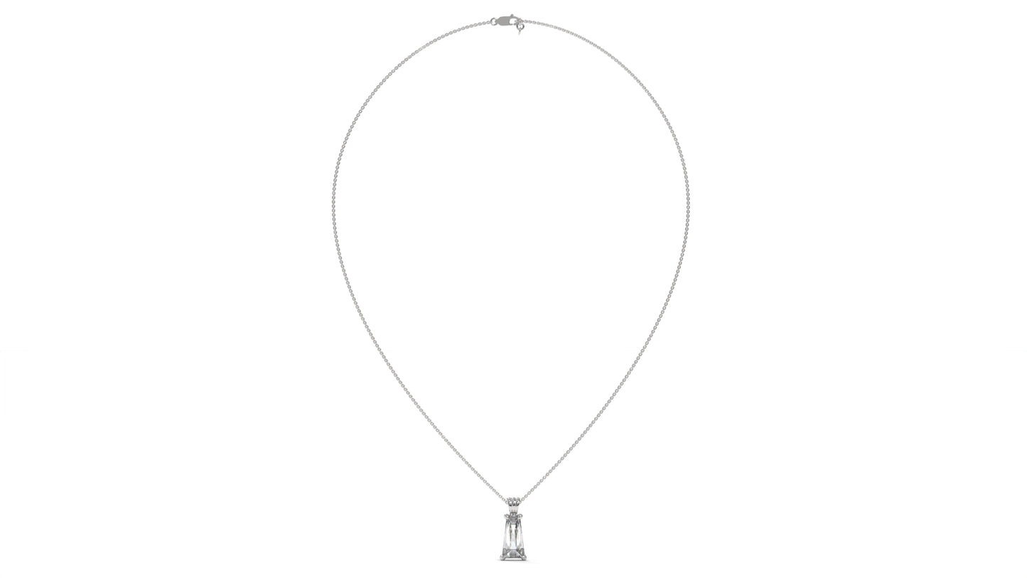 4.00 CTW Tapered Baguette Diamond Solitaire Pendant in 14K White Gold – Secure Claw-Prong Setting