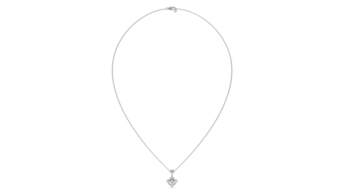 2.00 CTW Asscher-Cut Diamond Solitaire Pendant in 14K White Gold – Secure Claw-Prong Setting