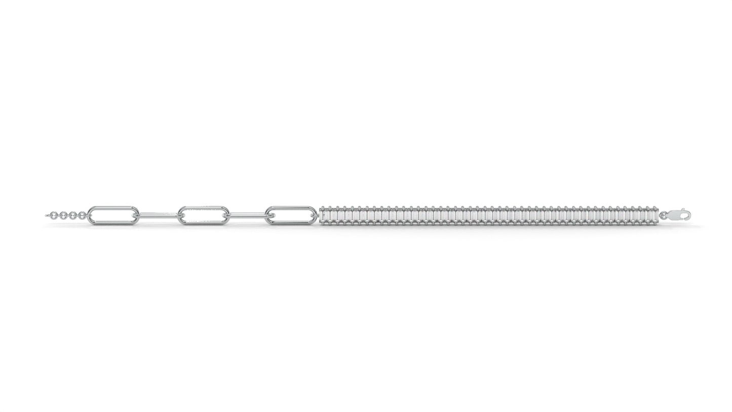 6.44 CTW Straight Baguette Diamond Bracelet in 14K White Gold – Modern Link Design