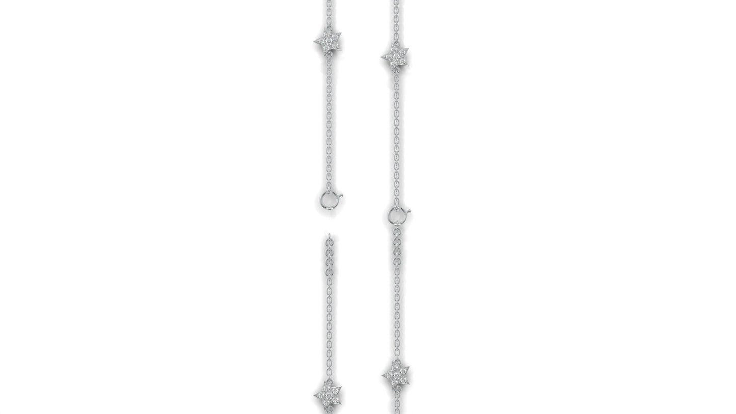 0.75 Ctw Diamond Star Bracelet in 14K White Gold