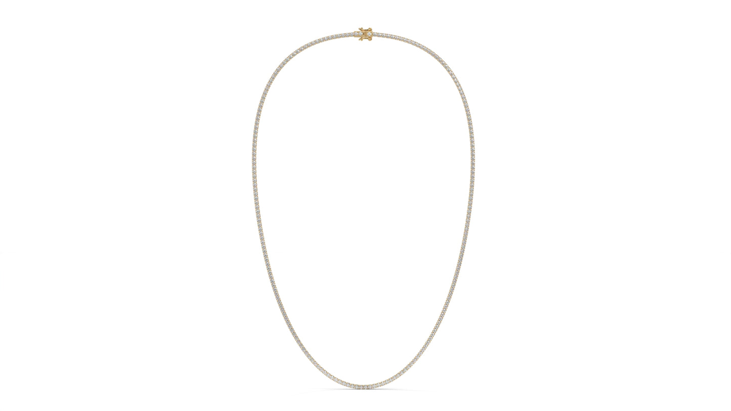 5 CTW Diamond Tennis Necklace in 14K Yellow Gold – Classic Round Cut Single Row In 17 Inch