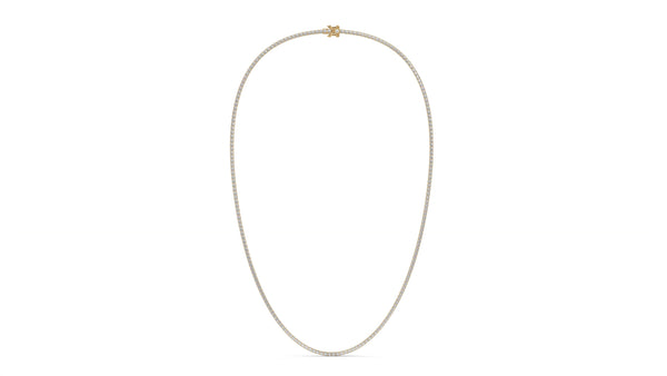 5 CTW Diamond Tennis Necklace in 14K Yellow Gold – Classic Round Cut Single Row In 17 Inch