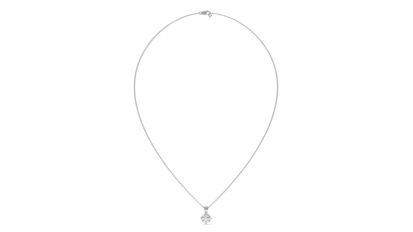 1.50 CTW Round Diamond Four-Prong Solitaire Pendant in 14K White Gold – Secure Claw-Prong Setting