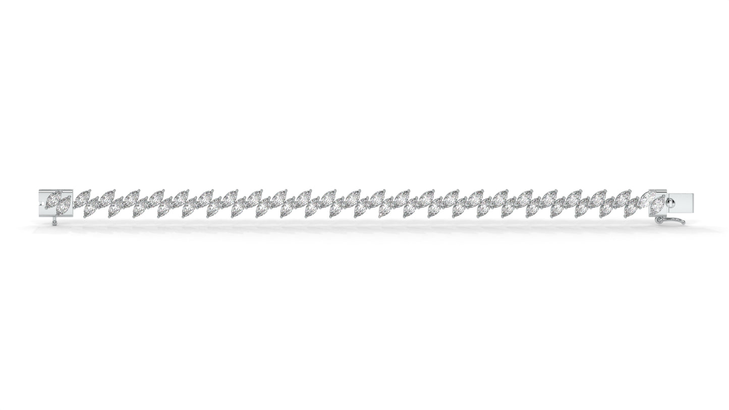 12.50 CTW Marquise Diamond Bracelet in 14K White Gold – Double Row Design