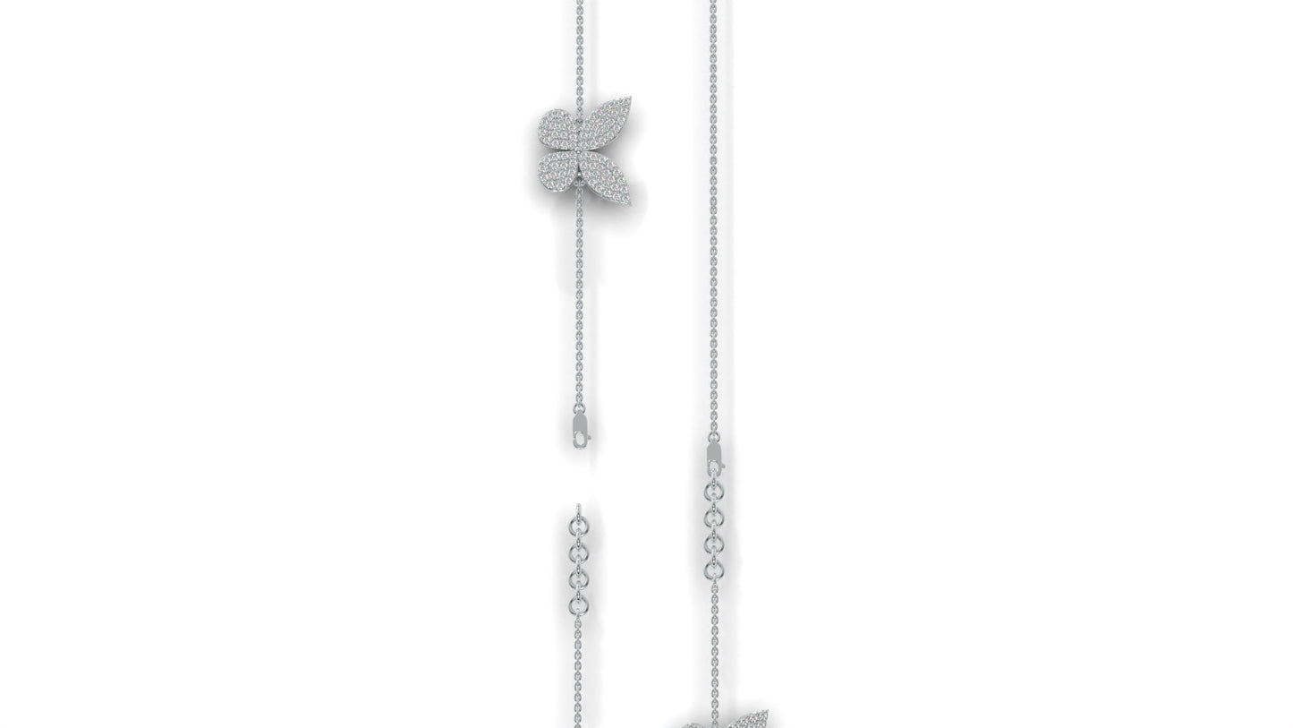 0.43 CTW Diamond Butterfly Bracelet in 14K White Gold – Pavé Butterfly Design