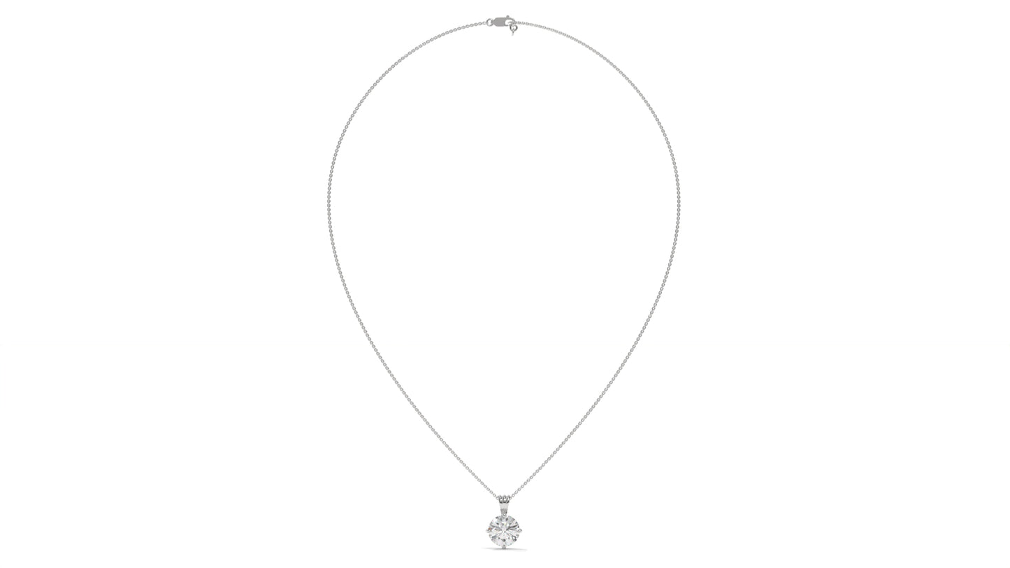 2.50 CTW Round Diamond Four-Prong Solitaire Pendant in 14K White Gold – Secure Claw-Prong Setting