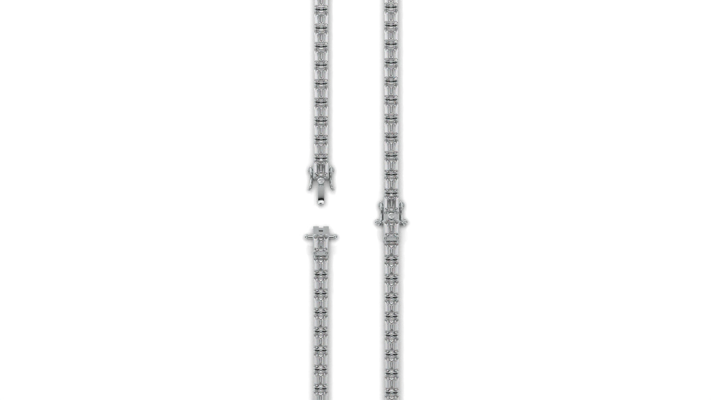 7.80 CTW Emerald Cut Diamond Classic Tennis Bracelet in 14K White Gold
