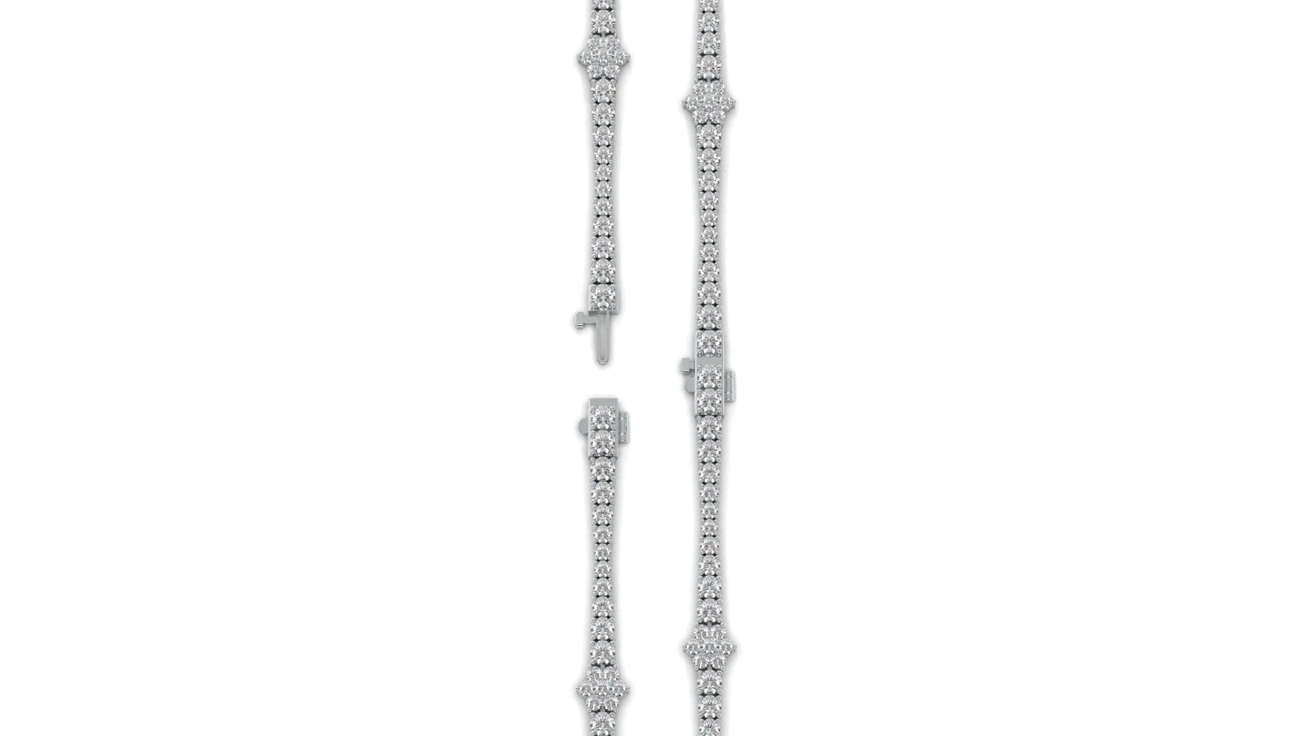4.95 CTW Diamond Tennis Bracelet in 14K White Gold – Classic Round Cut Design