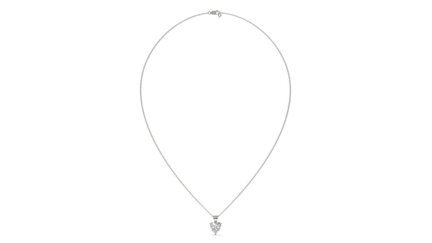 1.50 CTW Heart-Shaped Diamond Solitaire Pendant in 14K White Gold – Secure Claw-Prong Setting
