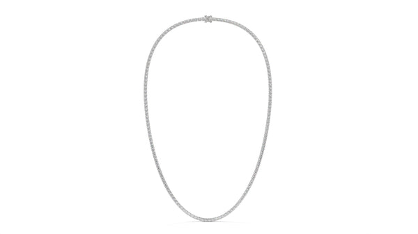 10 CTW Diamond Tennis Necklace in 14K White Gold – Classic Round Cut Single Row In 17 Inch