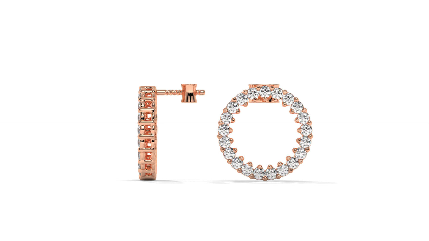 0.42 CTW Round Diamond Circle Hoop Earrings in 14K Rose Gold
